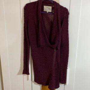 RACHEL Roy Maroon/Wine long sleeve sweater zipper cardigan